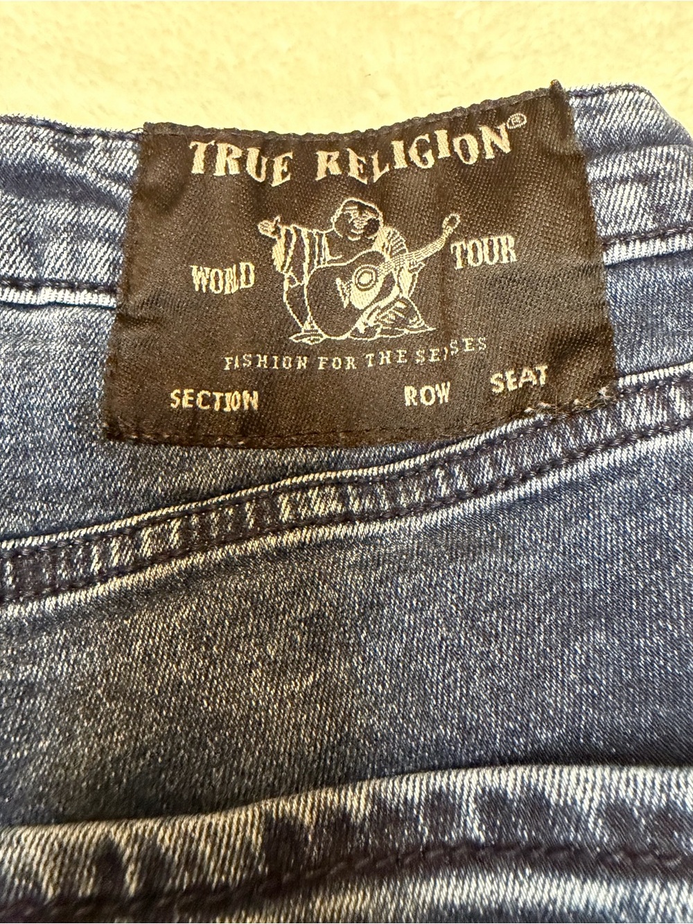 True Religion Mid-rise Curvy Blue Straight Jeans with Signature Back Pockets